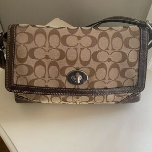 Coach Brown and Tan Hampton Shoulder Bag
